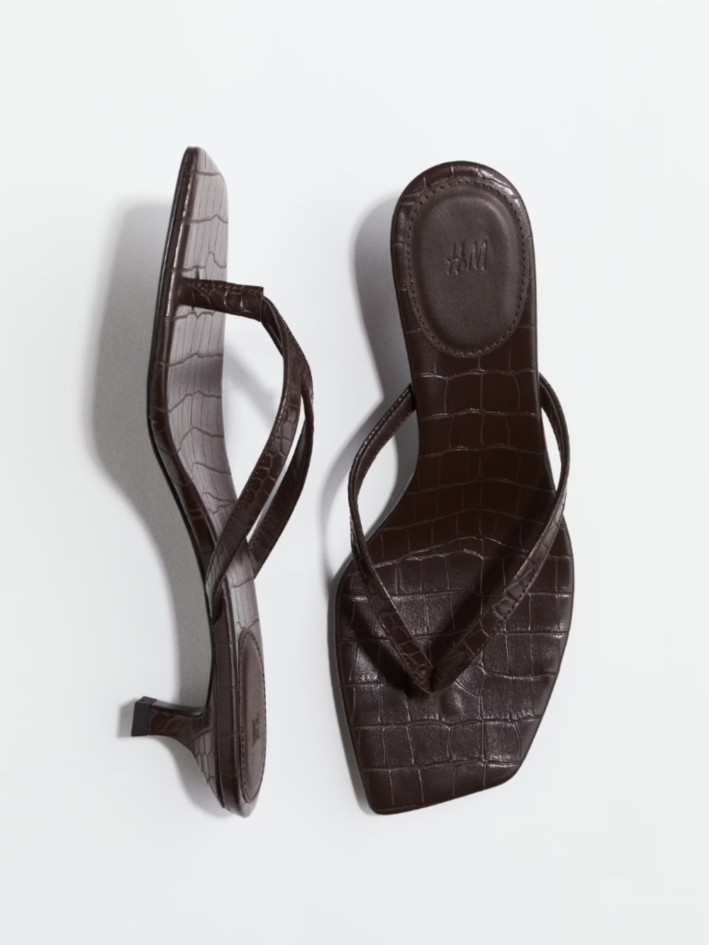 H&M Dark Brown Kitten heeled Thong sandals - Size 8